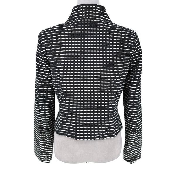 Worth Jacket Womens 4 Black White Polka Dot Cotton Lined Blazer Crop Career - Picture 2 of 15